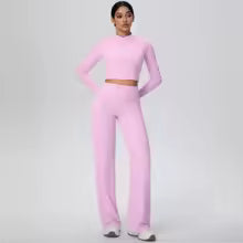 2 pièces femme sport Yoga ensemble fermeture éclair manches longues Yoga Fitness pantalon ensemble taille haute séchage rapide pantalon femme gymnastique Yoga ensemble S M. L' XL