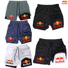 Red Bull – Short de course 2 en 1 pour hommes, Fitness,  séchage rapide, entraînement d'été, Jogging, pantalon court à Double pont European Size-XS European Size-S European Size-M European Size-L European Size-XL European Size-2XL